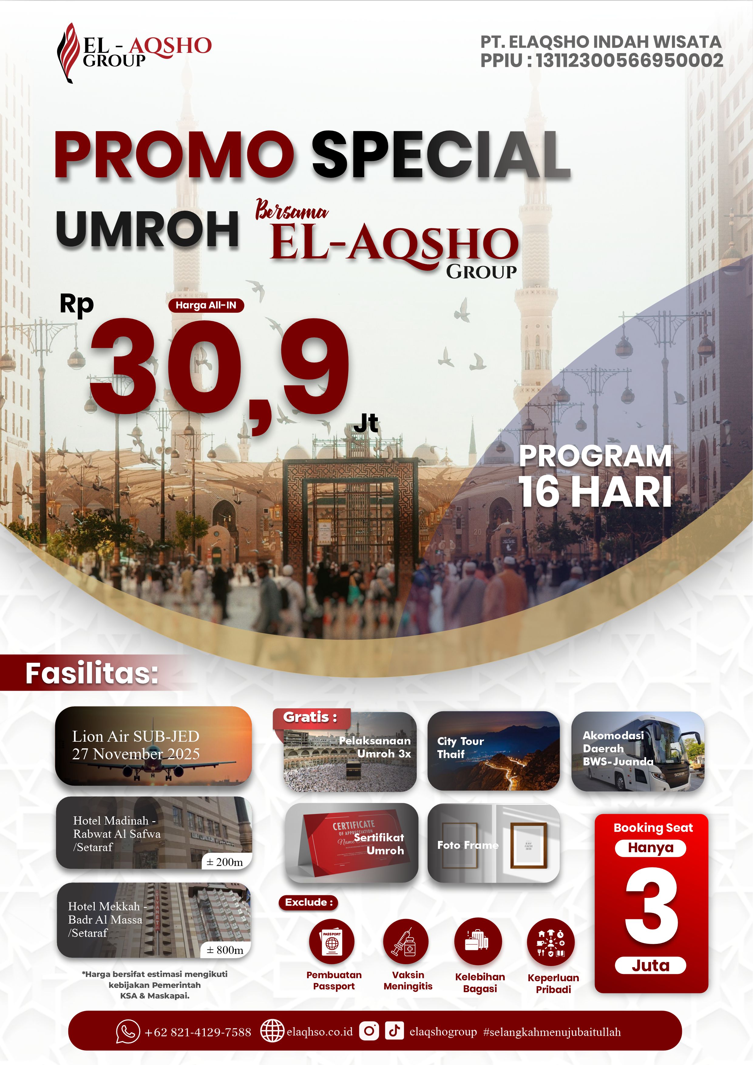 Promo Spesial Umroh 16 Hari bersama El-Aqsho Group